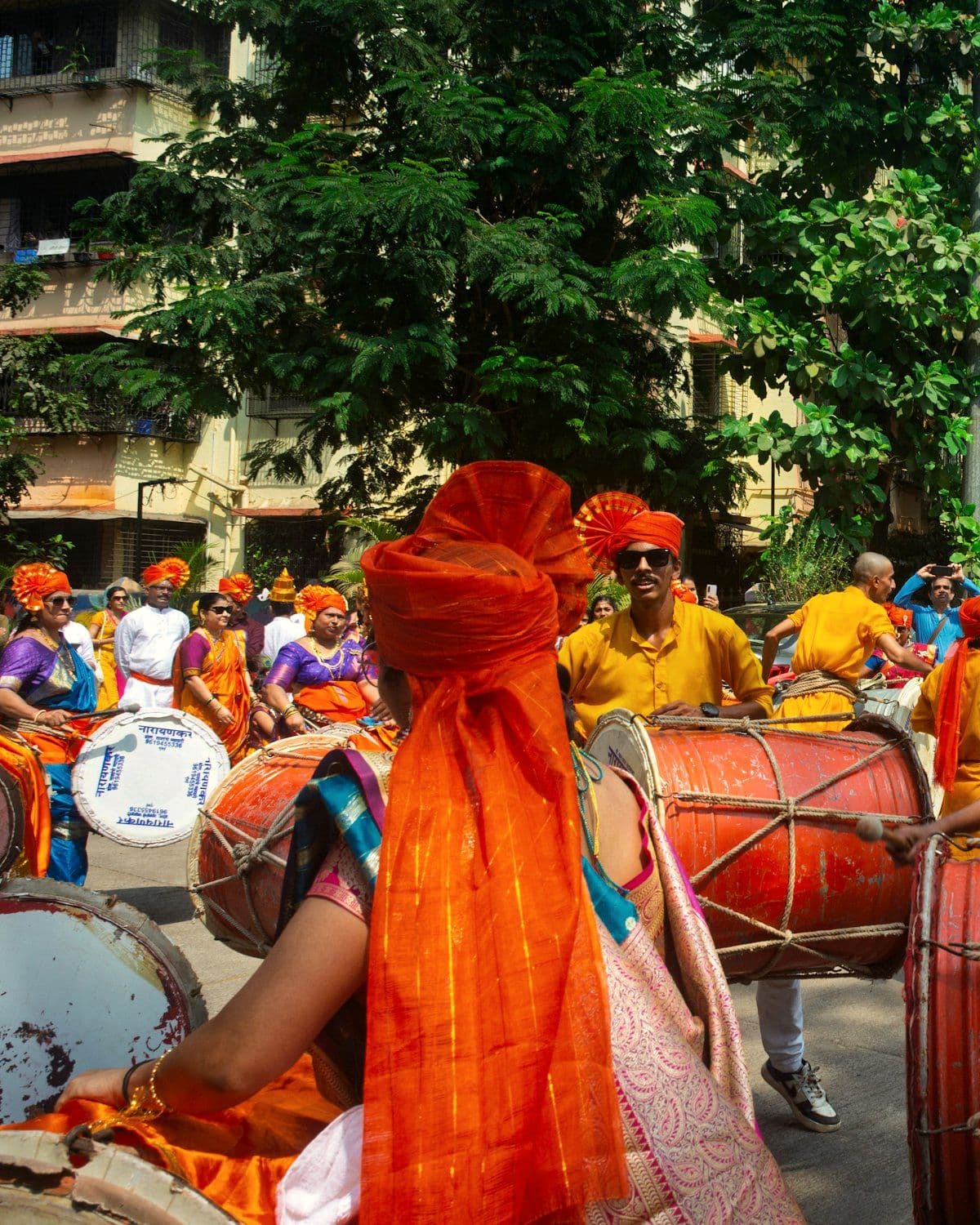 Drummers in turbans leading the entry procession