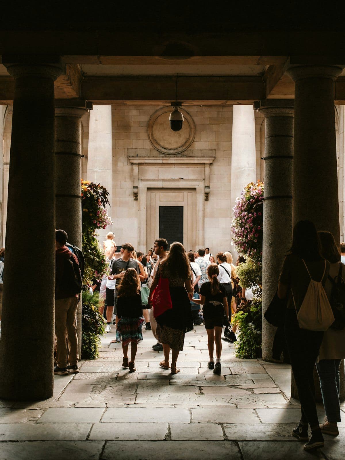 Guests walking through the entrance sequence