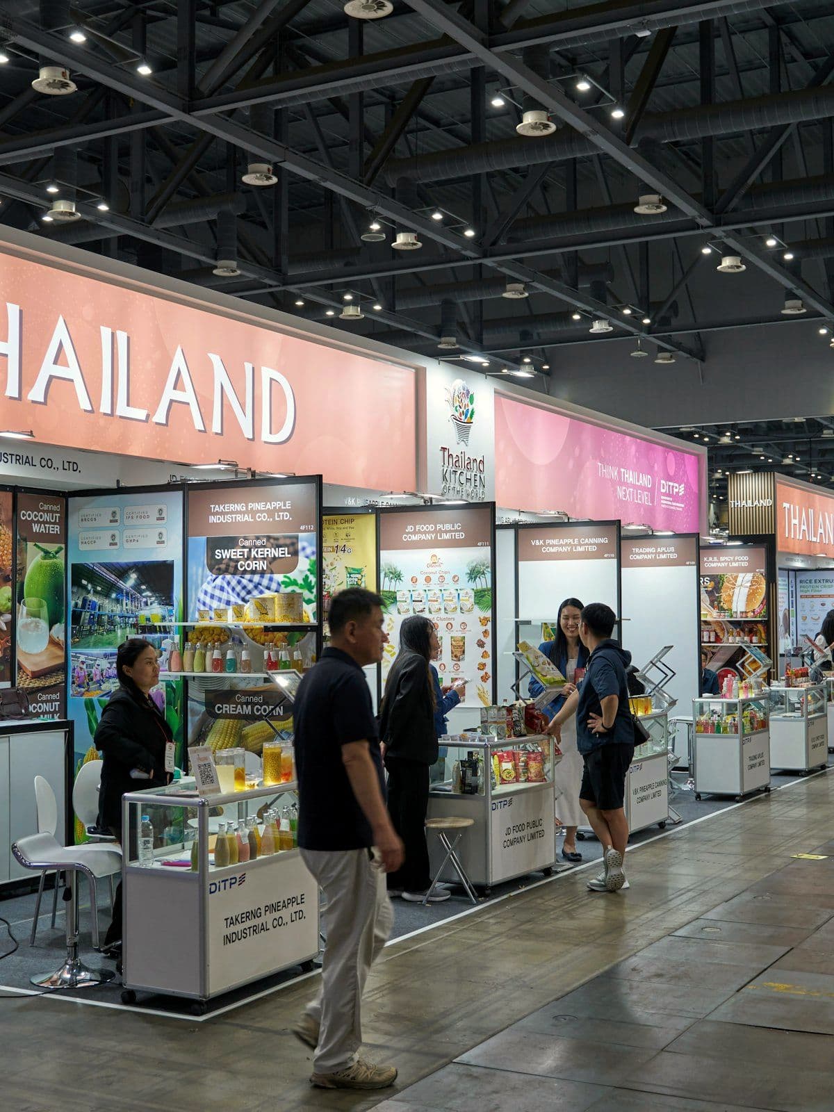 Brand stand set up with products laid out for trials