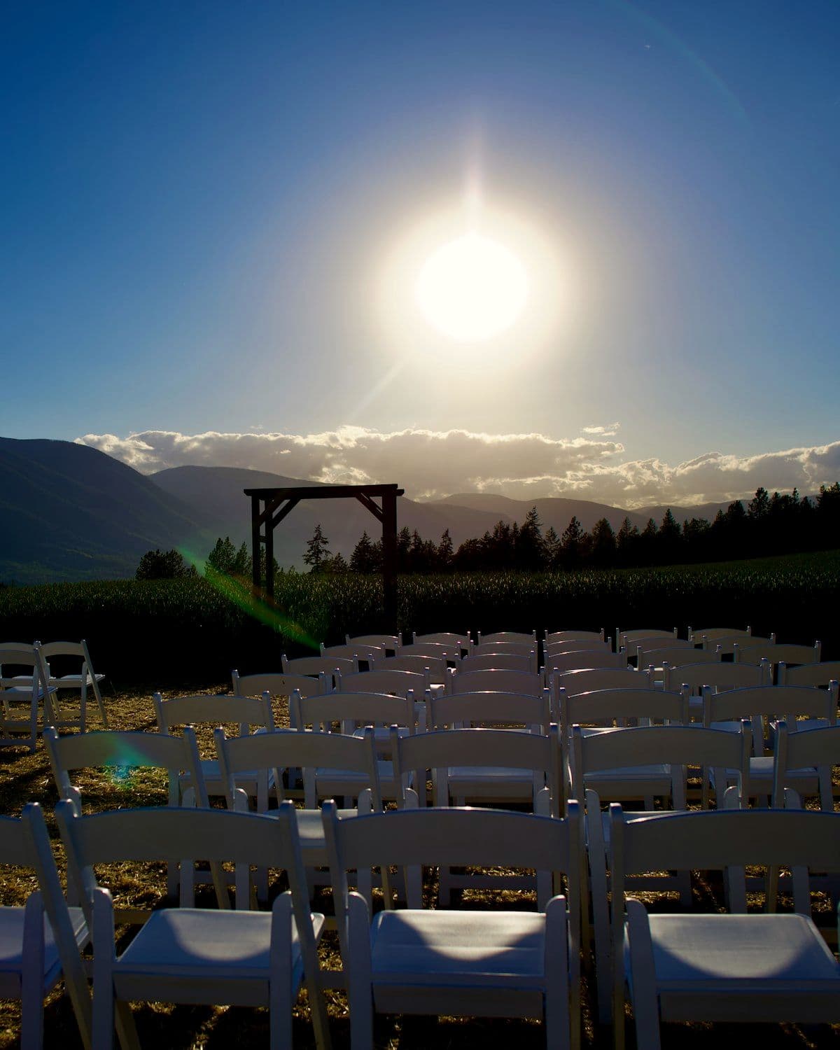 Ceremony setup overlooking a destination venue landscape